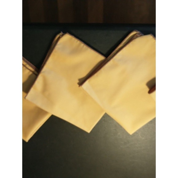 Vintage 70s Embroidered Set of 4 Tan Orange Brown Cloth Napkins Square Primitive - Picture 4 of 5